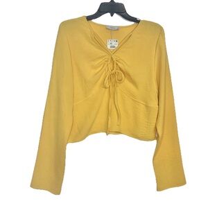 Reserved Yellow Crop Top With Bow & Cut Out Detail Size 42 EU = 10/12 US